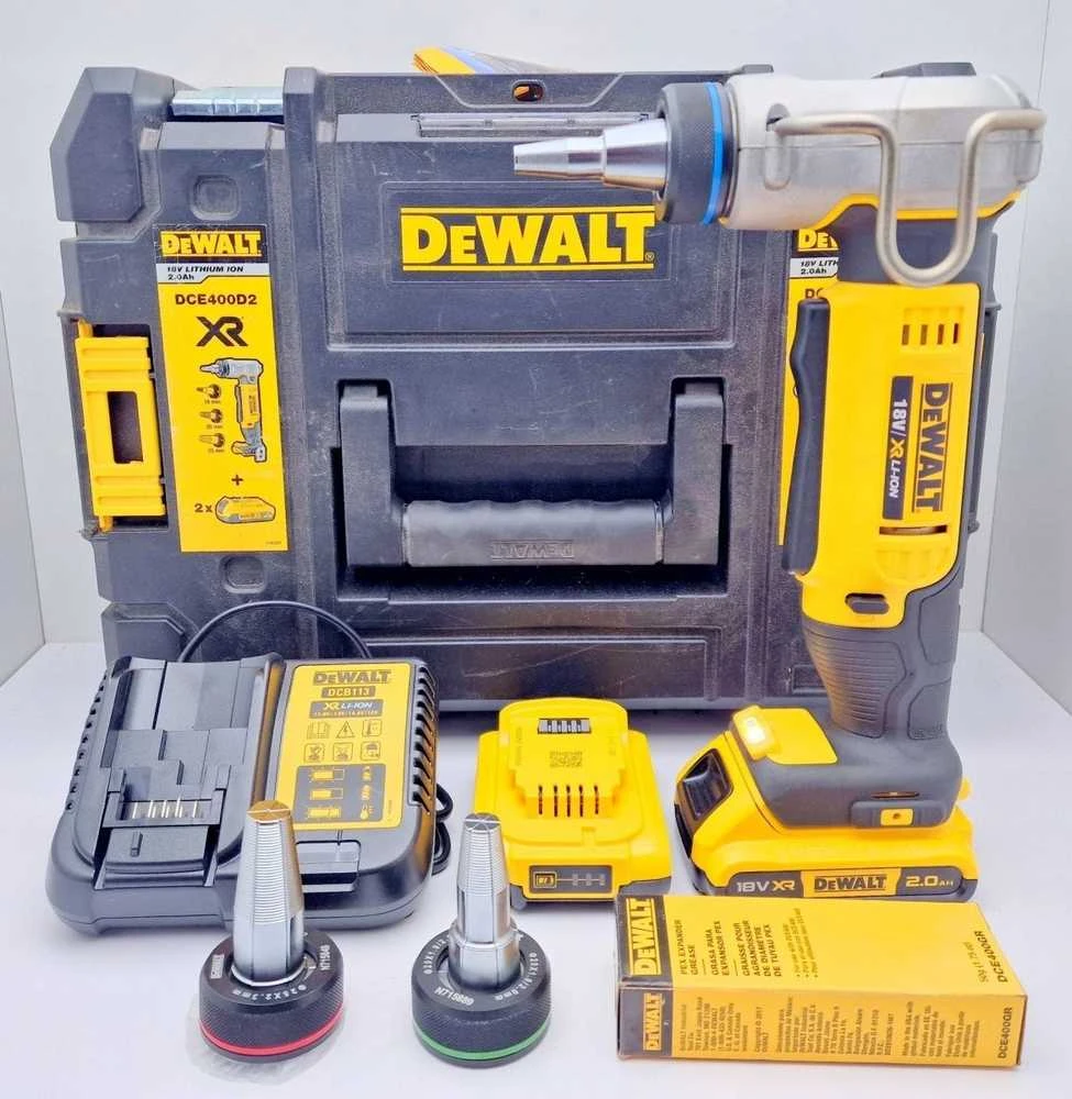 Plastikinių vamzdžių plėstuvas DeWalt DCE400D2-QW; 18 V; 2x2,0 Ah akum.