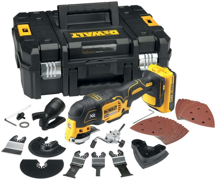 Dewalt Akumuliatorinis universalus švytuoklinis įrankis Multi-Tool 18V 2,0Ah XR + priedai - DCS355D2