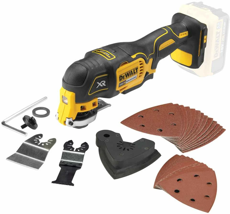Dewalt Daugiafunkcis akumuliatorinis įrankis DCS355N + priedai, 18V, be akumuliatoriaus ir kroviklio