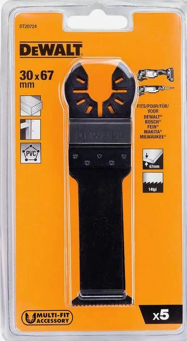 DEWALT BLADE 30x67mm 5vnt. DAUGIAU PASKIRTIES ĮRANKIUI, MEDIENAI / PVC