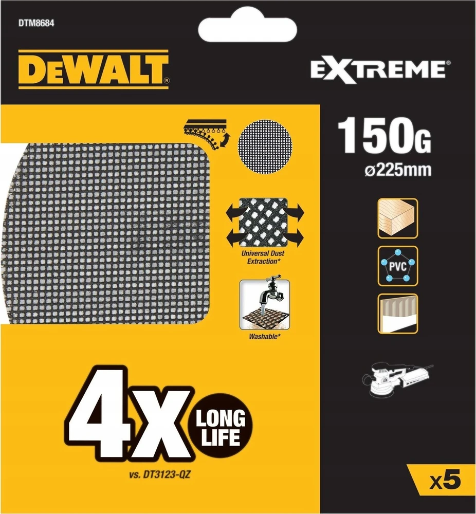 Dewalt Dewalt abrazyvinio tinklelio skersmuo 225 mm, storis 150