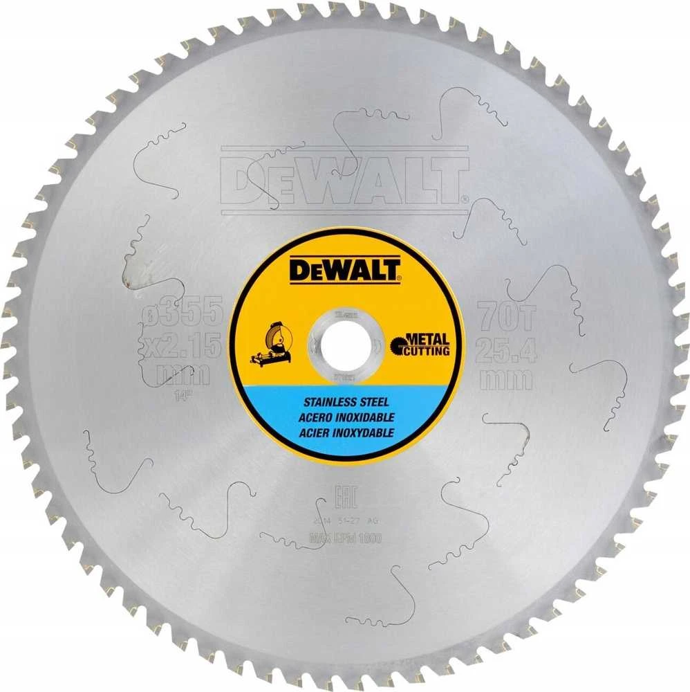 Pjovimo diskas metalui DeWalt; 355x2,15x25,4 mm; Z70; 10°
