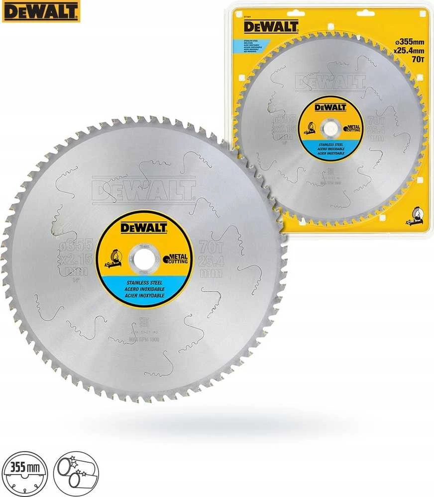 Pjovimo diskas metalui DeWalt; 355x2,15x25,4 mm; Z70; 10°