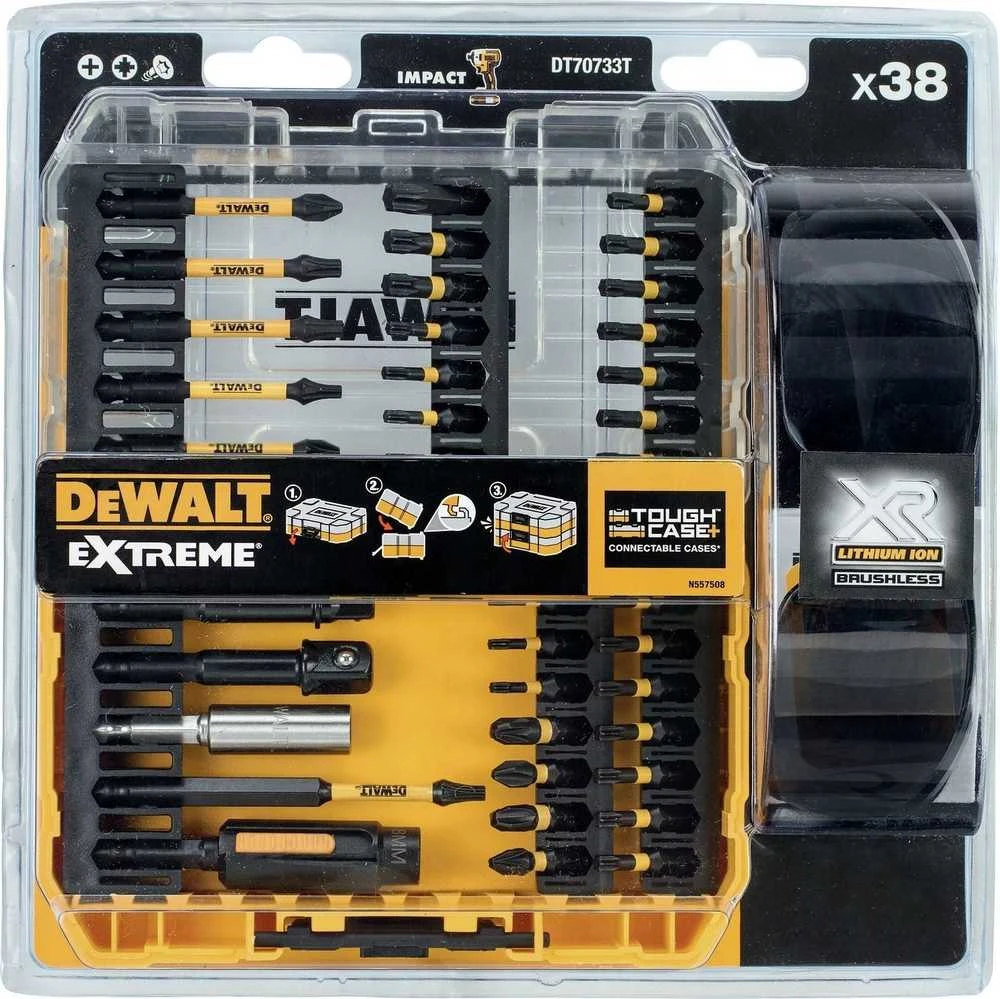 Sukimo antgalių rinkinys DeWalt DT70733T-QZ; 38 vnt. + Apsauginiai akiniai