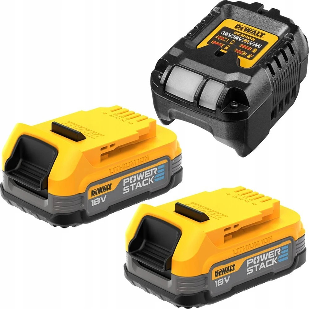 De Walt Akumuliatorius DeWalt DCB1102E2-QW; 18 V; 2x1,7 Ah; Li-ion + pakrovėjas DCB1102