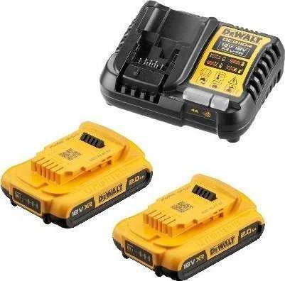 Akumuliatorius DeWalt DCB1104D2-QW; 18 V; 2,0 Ah; Li-ion; 2 vnt. + pakrovėjas