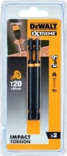 DEWALT POVEIKIO PATARIMAS. TORX T20x89mm /2vnt.. DT70568T-QZ