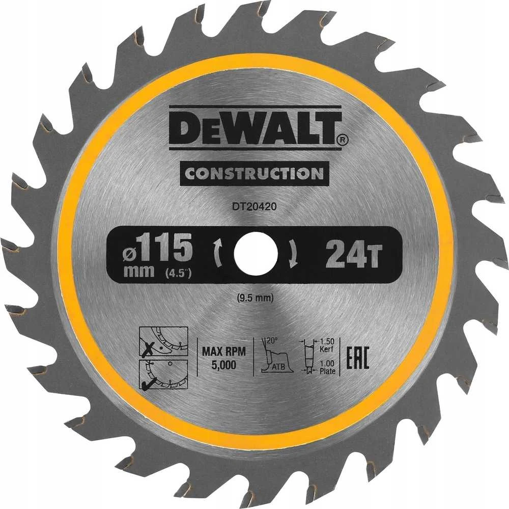 Diskinis medienos pjūklas DEWALT 115 mm, 24T