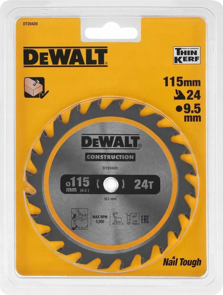 Diskinis medienos pjūklas DEWALT 115 mm, 24T