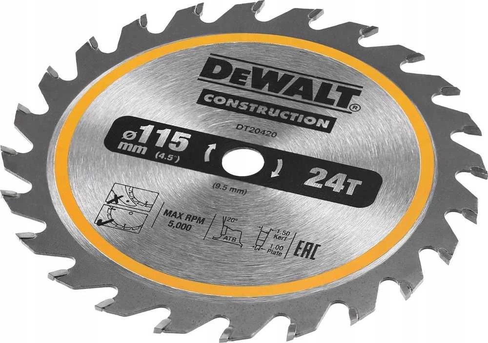 Diskinis medienos pjūklas DEWALT 115 mm, 24T