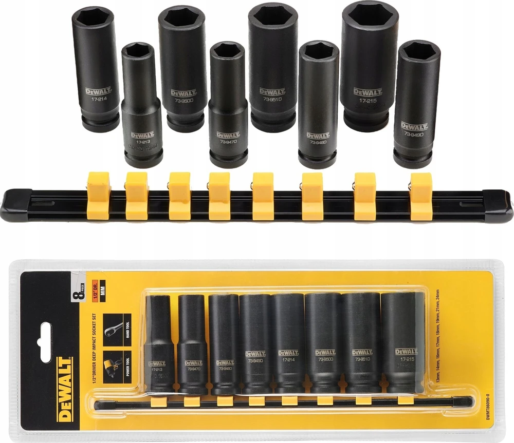 Smūginių sukimo galvučių komplektas DeWalt DWMT86090-0; 13-24 mm; 8 vnt.