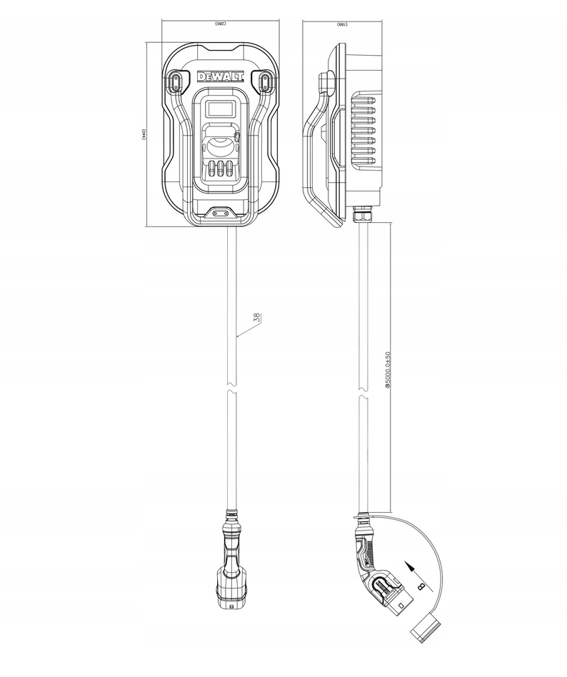 Dewalt EV įkrovimo stotelė wallbox 32A, 3 fazių su 5 m kabeliu (EV200D-32W-22C)