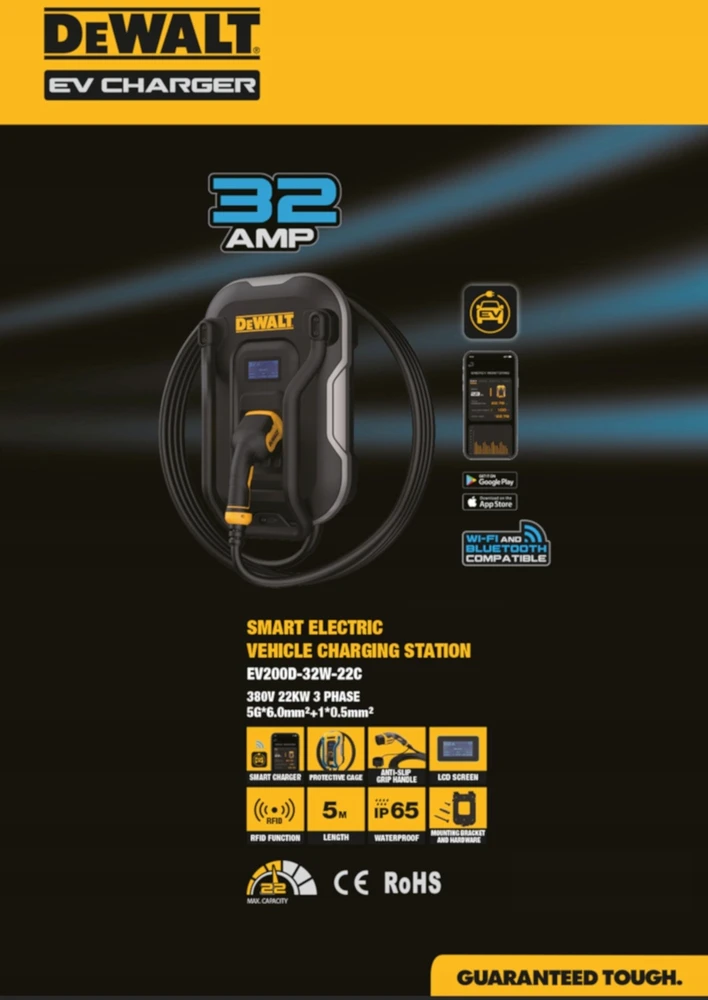 Dewalt EV įkrovimo stotelė wallbox 32A, 3 fazių su 5 m kabeliu (EV200D-32W-22C)