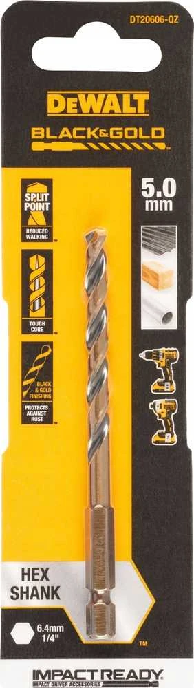 Grąžtas metalui HEX 1/4, 5,0 mm, DeWALT