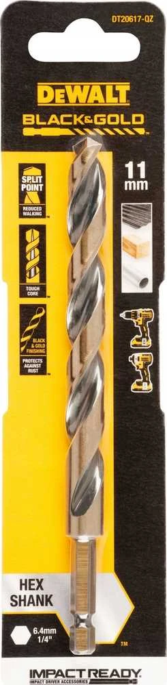 Grąžtas Dewalt wiertło 11.0mm juodas and auksinis hex