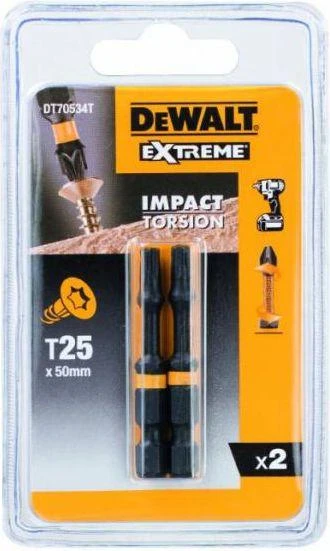 DEWALT POVEIKIO TIPAS T25x50 /2vnt.. YPATINGAS POVEIKIO SUKIMAS