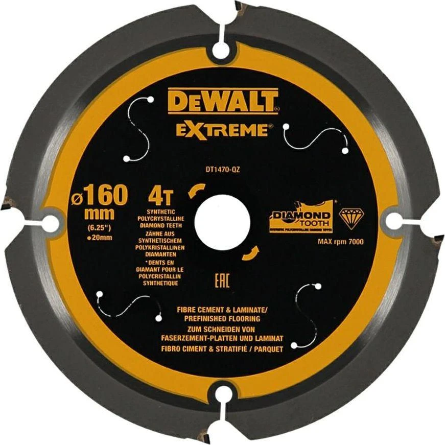 Pro Pjovimo diskas fibrocementui DeWalt; 165x1,8x20,0 mm; Z4; 12°