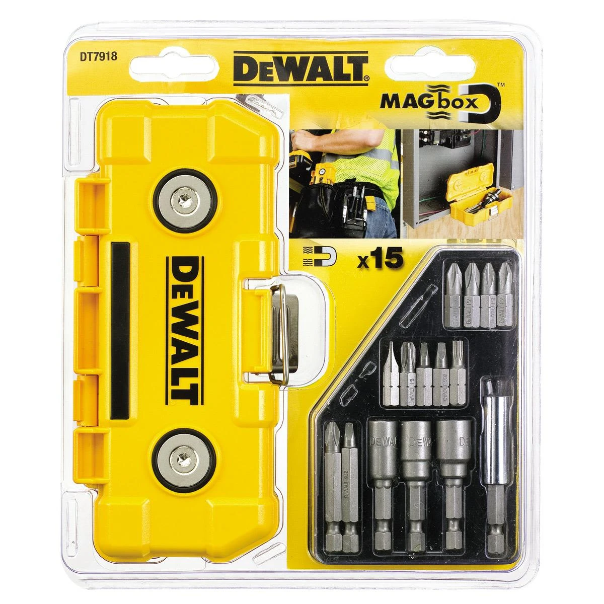 Dewalt 15 dalių atsuktuvų rinkinys - ph1, ph2, ph3, pz1, 2x pz2, pz3