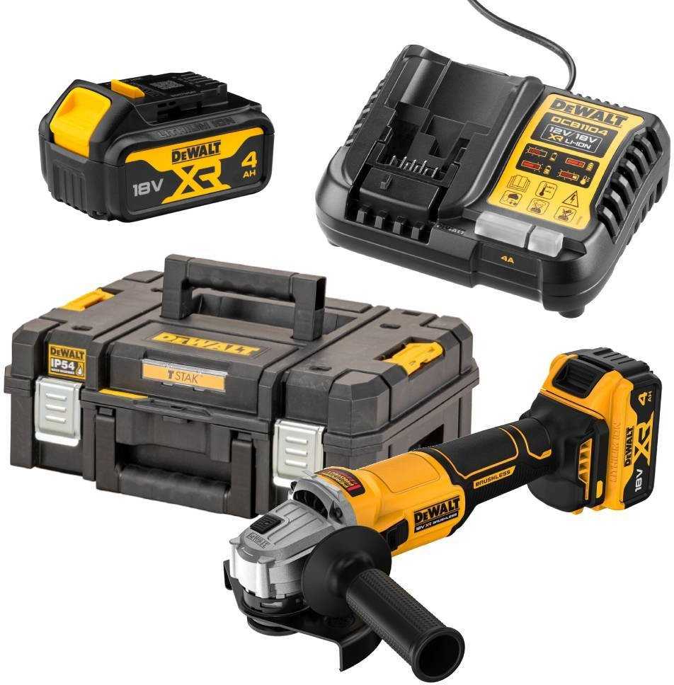 Kampinis šlifuoklis DeWalt DCG407M2T-QW; 125 mm; 18 V; 2x4,0 Ah akum.