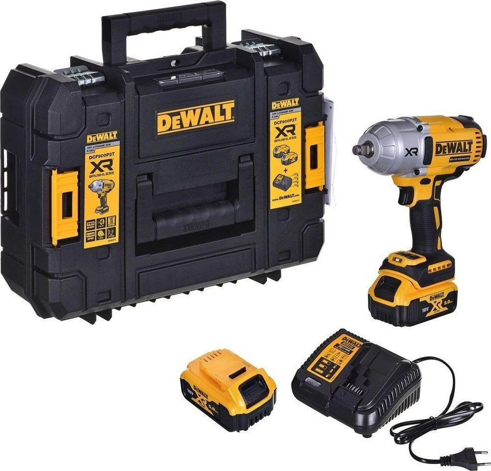 Dewalt Akumuliatorinis smūginis veržliasukis DCF900P2T-QW, 18V, 1/2", 2x5.0 Ah