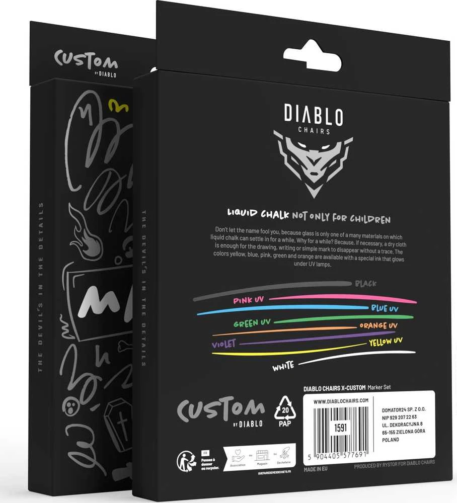 Diablo Chairs Diablo Chalk markeriai Diablo X-Custom kėdei, 8 spalvos