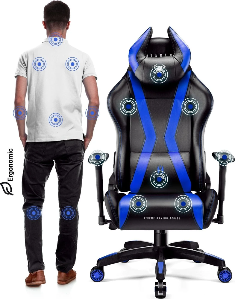 Diablo Chairs Diablo X-Horn 2.0 Normal Size Juodas-Mėlyna ergonominė kėdė