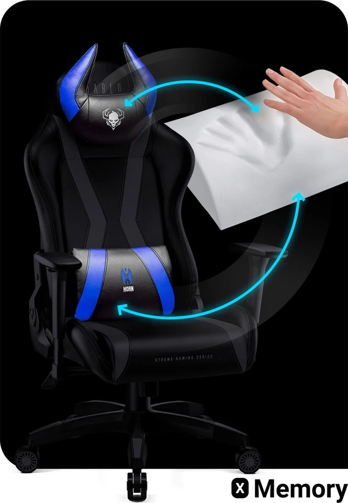 Diablo Chairs Diablo X-Horn 2.0 Normal Size Juodas-Mėlyna ergonominė kėdė