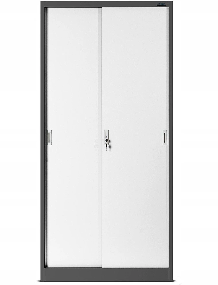Diablo Chairs Dokumentų spintelė, spintelė su stumdomomis durimis, metalinė spintelė KUBA, 900 x 1850 x 400 mm, antracito-balta