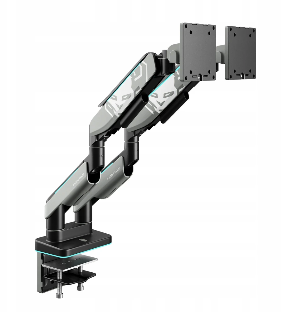 Diablo Chairs Diablo dvigubas monitoriaus laikiklis 49 colių ekranams | Pilka-juoda RGB X-Arm Dual