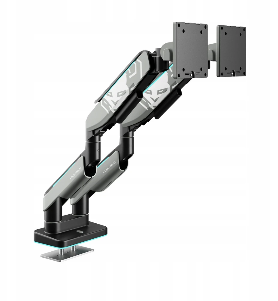 Diablo Chairs Diablo dvigubas monitoriaus laikiklis 49 colių ekranams | Pilka-juoda RGB X-Arm Dual