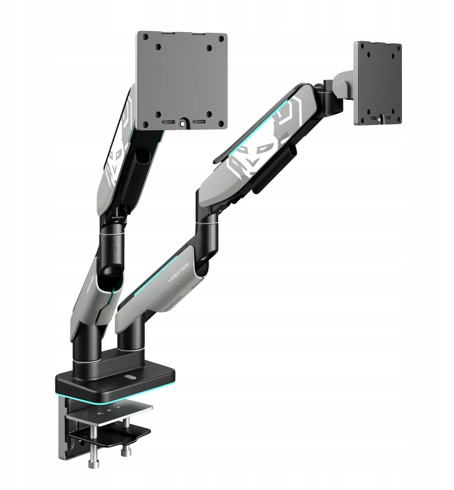 Diablo Chairs Diablo dvigubas monitoriaus laikiklis 49 colių ekranams | Pilka-juoda RGB X-Arm Dual