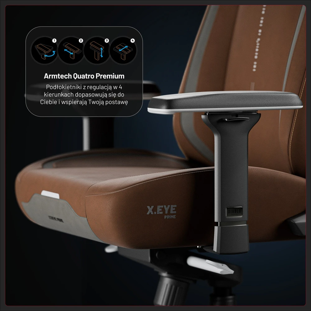 Diablo Chairs Diablo X-Eye Prime – normalaus dydžio cinamono rudos spalvos ergonominė kėdė