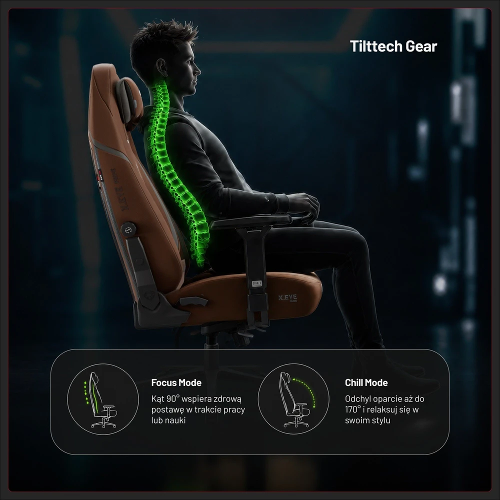Diablo Chairs Diablo X-Eye Prime – normalaus dydžio cinamono rudos spalvos ergonominė kėdė