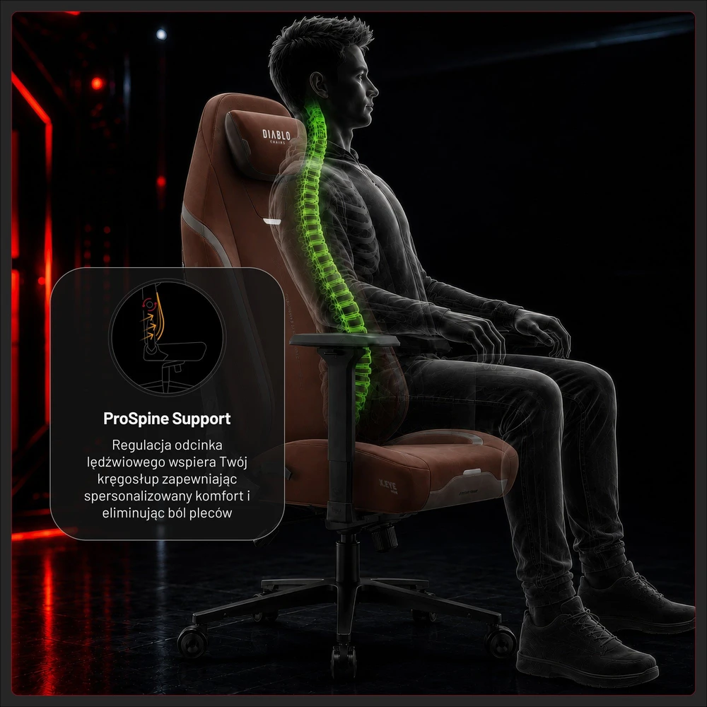 Diablo Chairs Diablo X-Eye Prime – normalaus dydžio cinamono rudos spalvos ergonominė kėdė