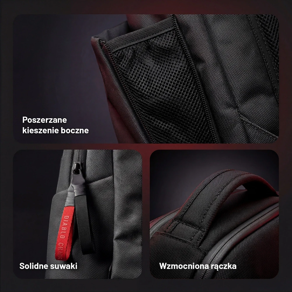 Diablo Chairs daugiafunkcinė kompiuterio kuprinė Prime juodos ir raudonos spalvos