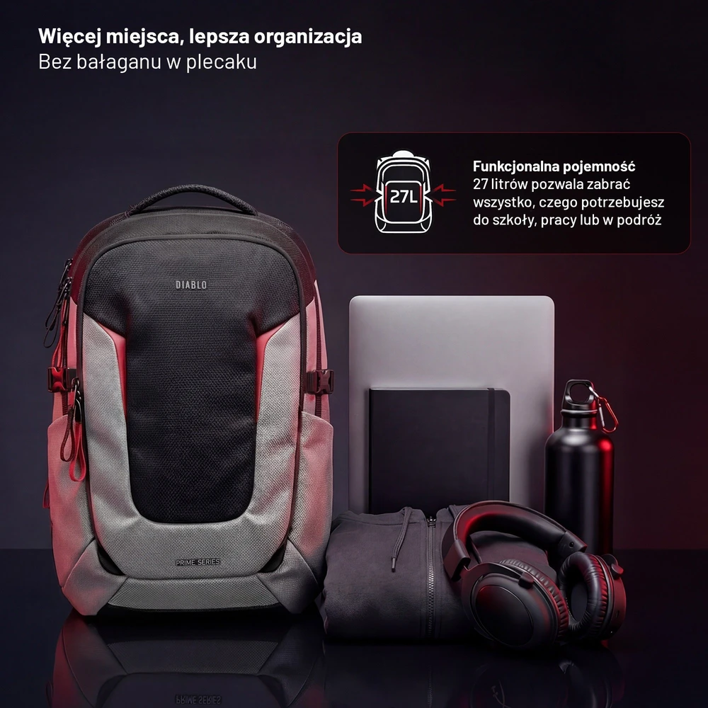 Diablo Chairs Prime daugiafunkcinė kompiuterio kuprinė juodos ir pilkos spalvos