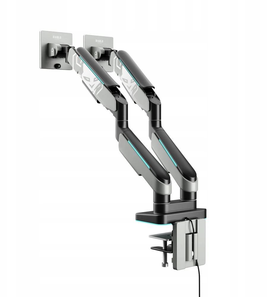 Diablo Chairs Diablo dvigubas monitoriaus laikiklis 49 colių ekranams | Pilka-juoda RGB X-Arm Dual