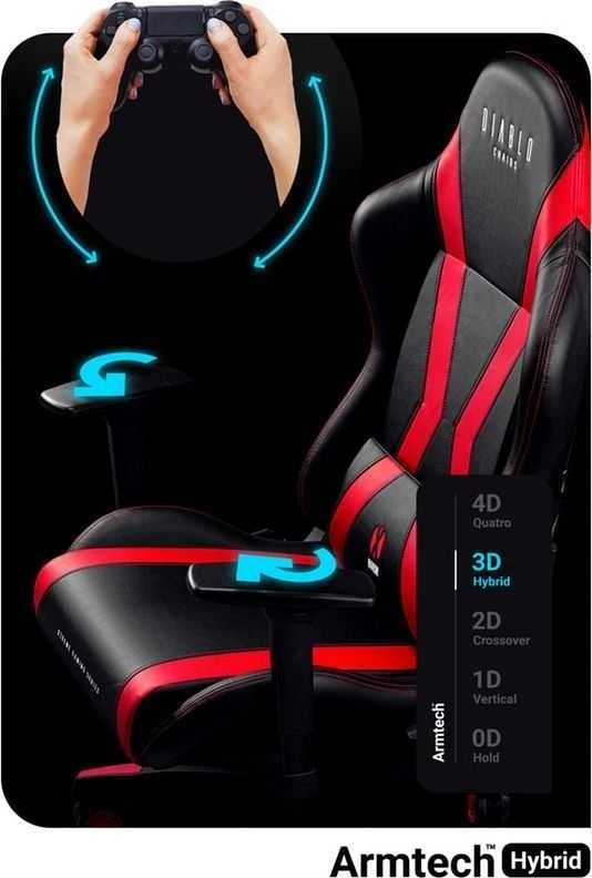 Diablo Chairs Diablo X-Horn 2.0 King Size Juodas-Raudona ergonominė kėdė