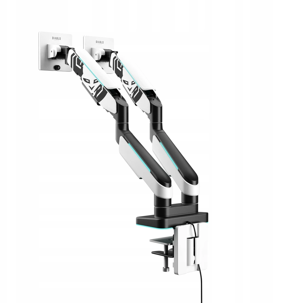 Laikiklis Diablo Chairs Diablo RGB X-Arm Dual 35″ Dual Monitorius Mount baltos spalvos ir juodos spalvos