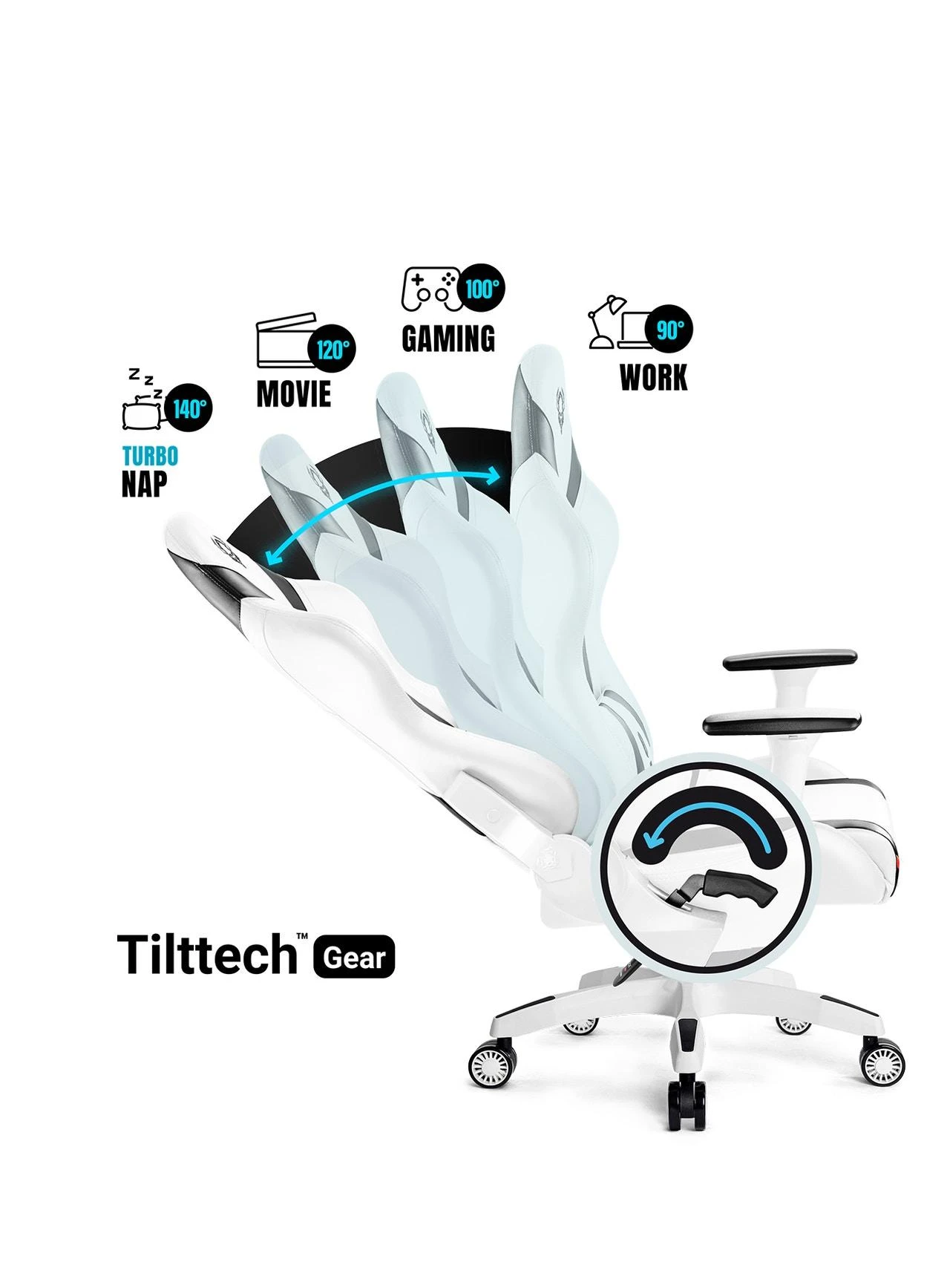 Žaidimų kėdė Diablo X-Horn 2.0 Gaming Chair Normal, Balta-juoda