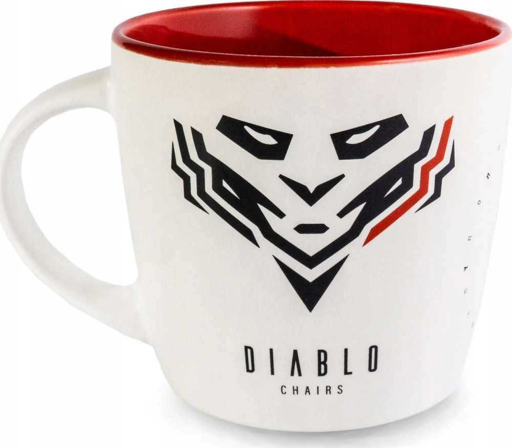 Diablo Chairs puodelis baltos spalvos ir raudonos spalvos