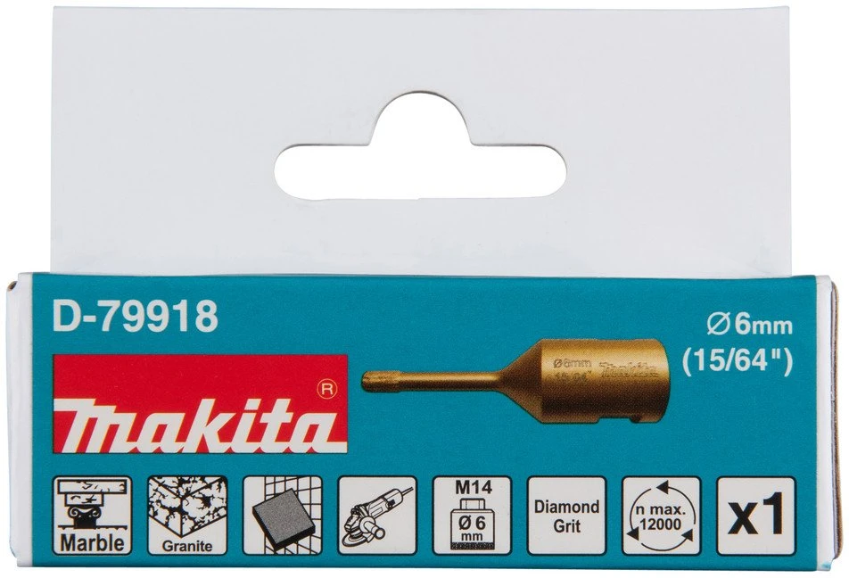 Makita Deimantinis grąžtas sulituotas vakuuminiu būdu (M14), granitui, marmurui, plytelėms 6MM. D-79918