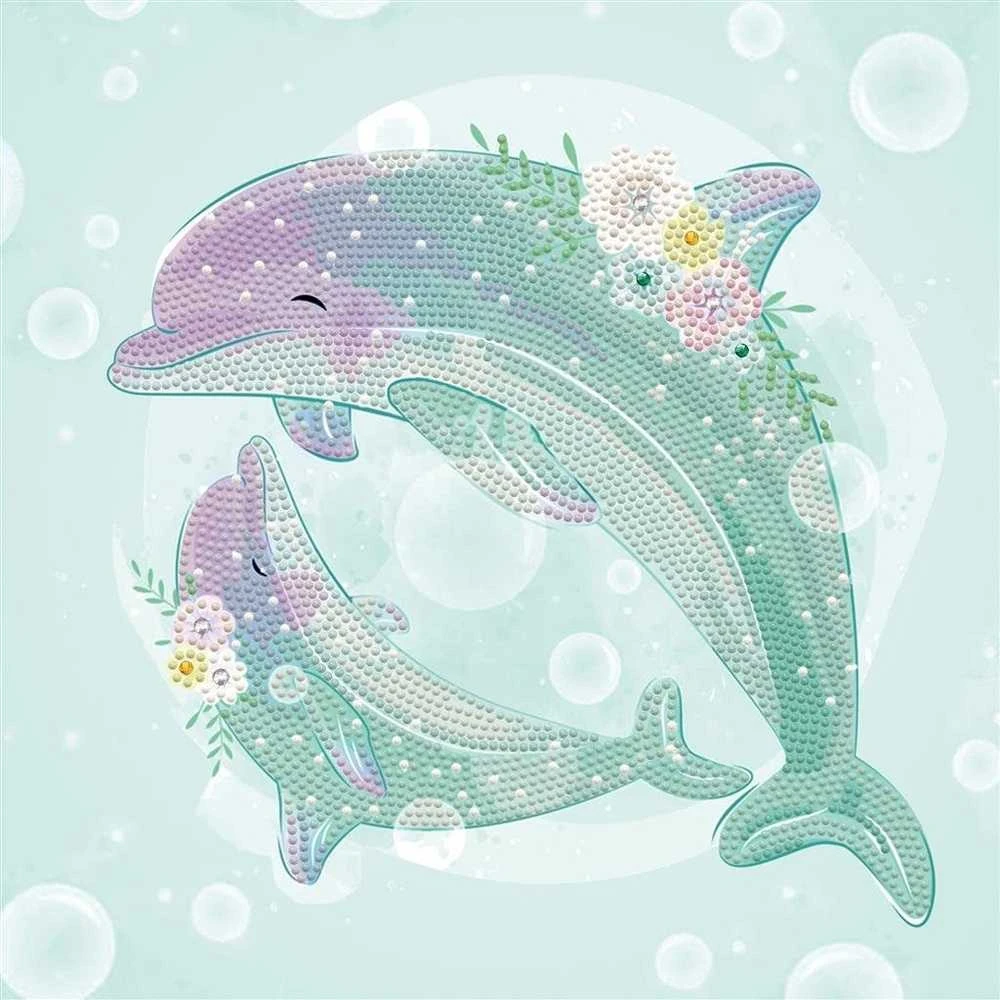 Diamond Dotz Deimantinė mozaika Dolphin dance, 28X28 cm