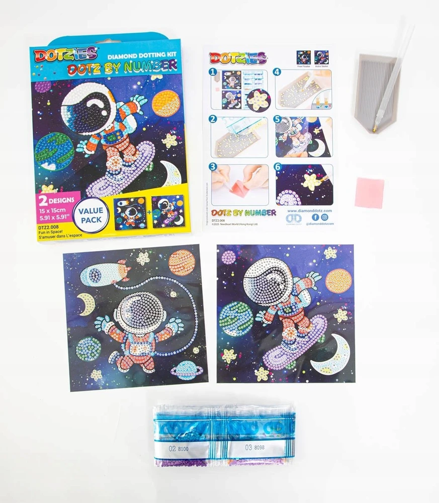 Deimantinė aplikacija DIAMOND DOTZ „DOTZ BY NUMBER FUN IN SPACE"