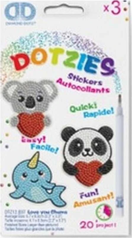 Diamond Dotz DIAMOND DOTS kūrybinis rinkinys piešimas deimantais LOVE YOU CHUMS, 3 lipdukai, DTZ12.037