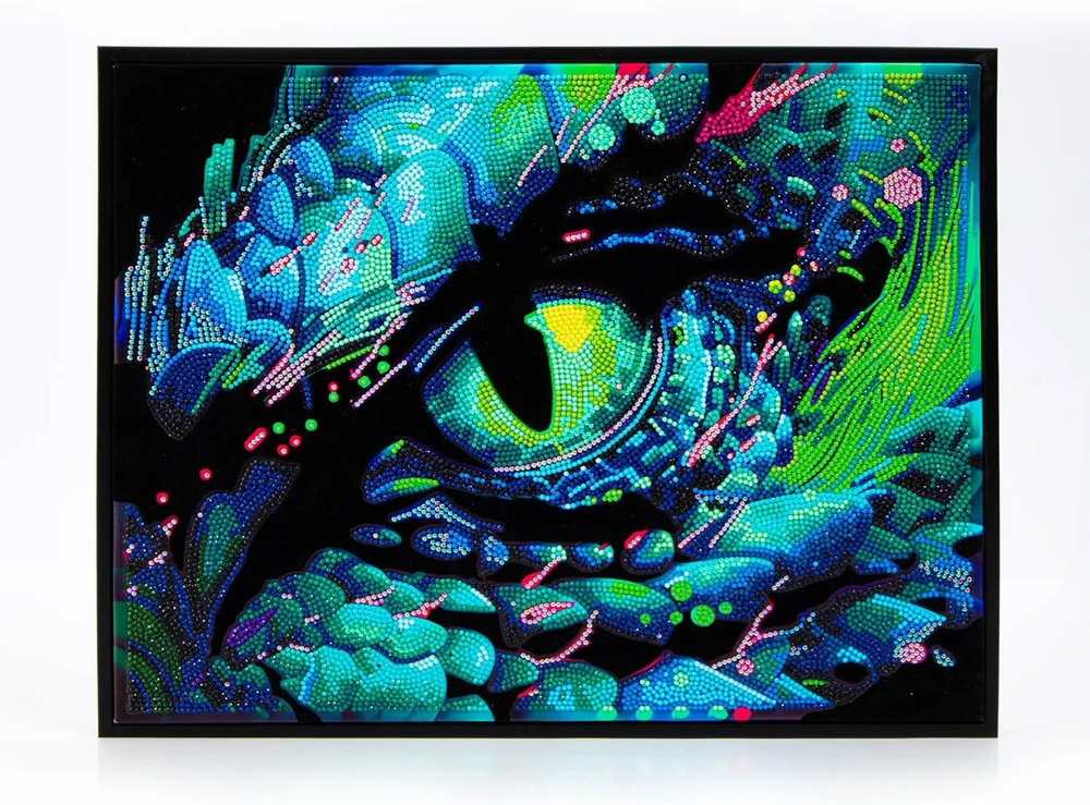 DIAMOND DOTZ DIAMOND DOTZ SUAUGUSIESIEMS FLOCKED NEON DRAGON EYE.