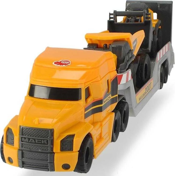 Žaislinis Volvo sunkvežimis - vilkikas 32 cm su ekskavatoriumi ir savivarčiu, Dickie