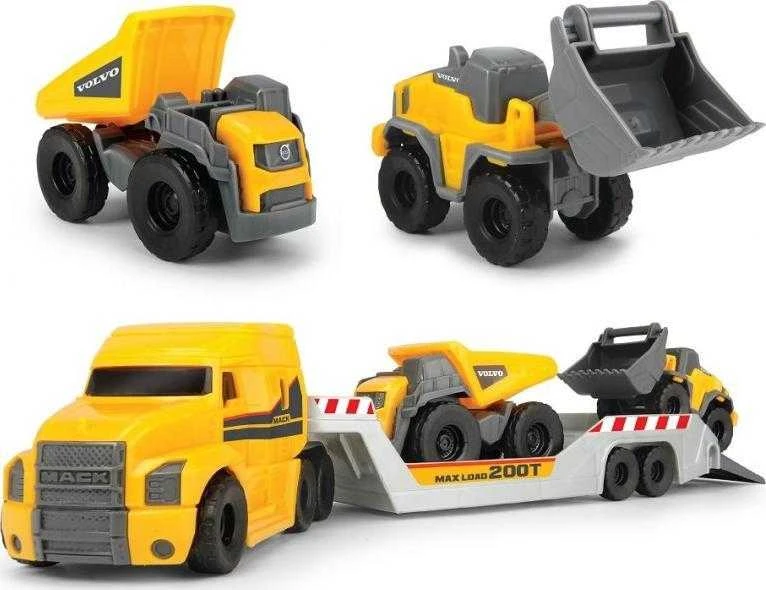 Žaislinis Volvo sunkvežimis - vilkikas 32 cm su ekskavatoriumi ir savivarčiu, Dickie