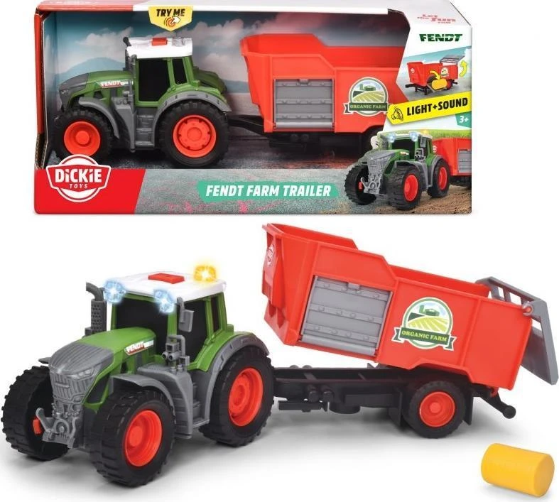 „Dickie Farm Tractor Fendt“ su priekaba 26 cm šienu