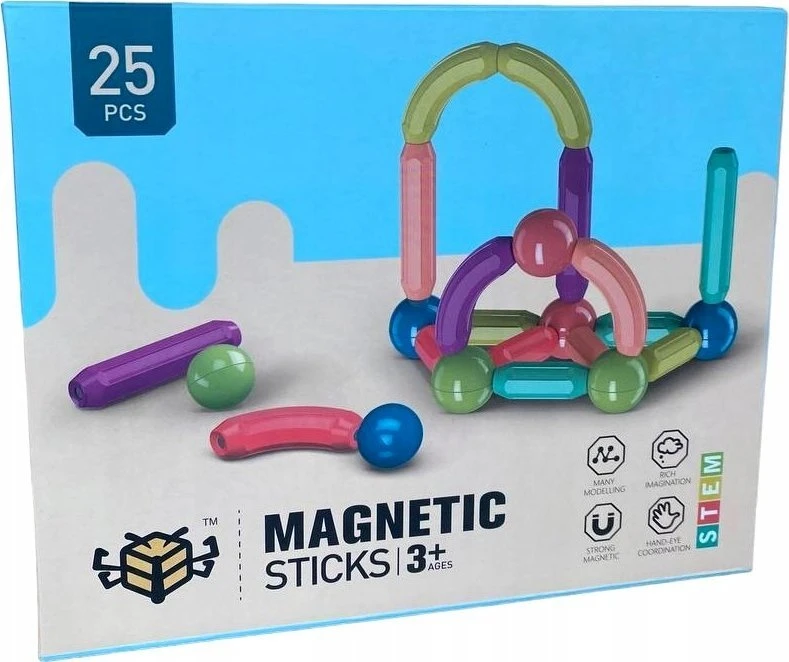 Didelės magnetinės kaladėlės, 25 elementai, Vaikams iki 3 metų